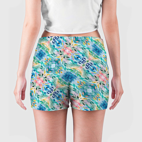 Женские шорты Абстрактные розовые акварельные тюльпаны / 3D-принт – фото 4
