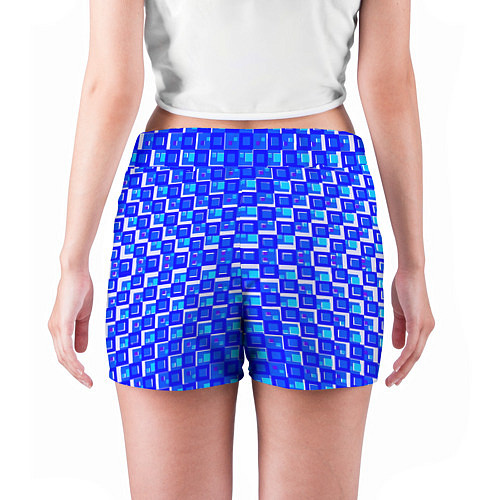 Женские шорты Синие квадраты на белом фоне / 3D-принт – фото 4