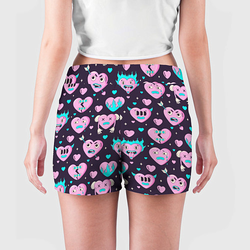 Женские шорты Паттерн с арт сердцами / 3D-принт – фото 4