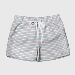 Шорты женские Белый в серо-голубую полоску, цвет: 3D-принт