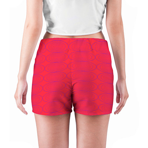 Женские шорты Паттерн из овалов на алом красном / 3D-принт – фото 4