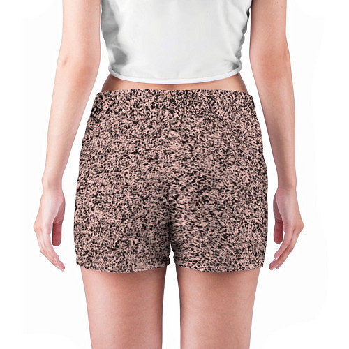 Женские шорты Бледно-розовый с чёрными пятнами текстура / 3D-принт – фото 4