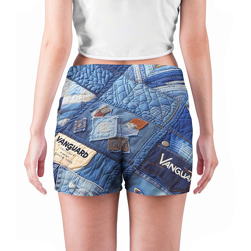 Женские шорты Vanguard jeans patchwork - ai art / 3D-принт – фото 4