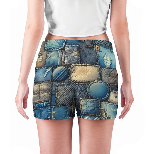 Женские шорты Denim patchwork - ai art / 3D-принт – фото 4