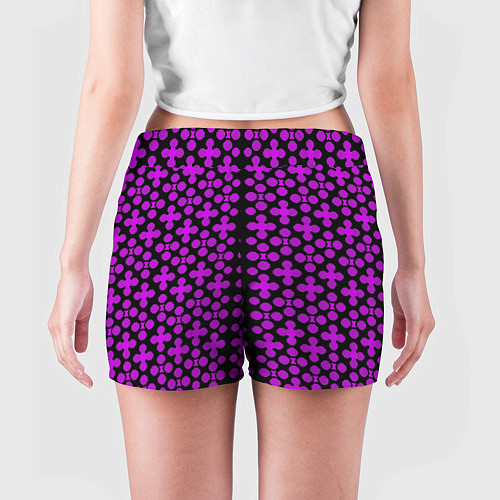 Женские шорты Розовые четырёхлистники на чёрном фоне / 3D-принт – фото 4