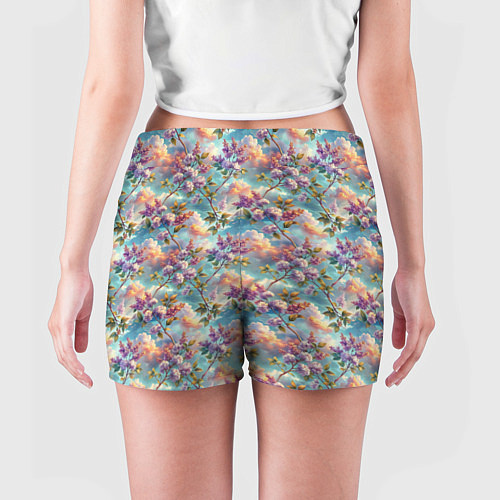 Женские шорты Объемная сирень паттерн / 3D-принт – фото 4