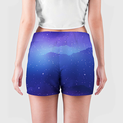 Женские шорты Синий космос и звезды / 3D-принт – фото 4