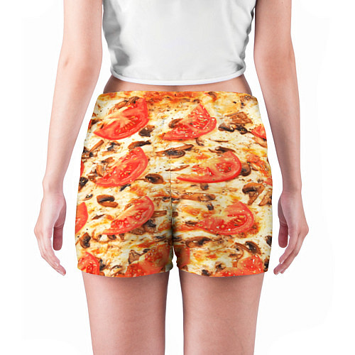 Женские шорты Пицца с грибами и томатом - текстура / 3D-принт – фото 4