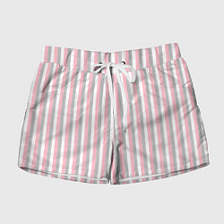 Шорты женские Полосы бело-розово-серый, цвет: 3D-принт
