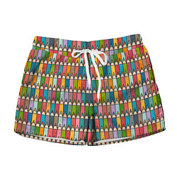 Шорты женские Паттерн с цветными карандашами, цвет: 3D-принт