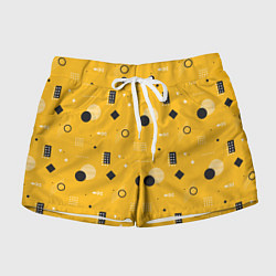 Женские шорты Геометрия в стиле мемфис на желтом