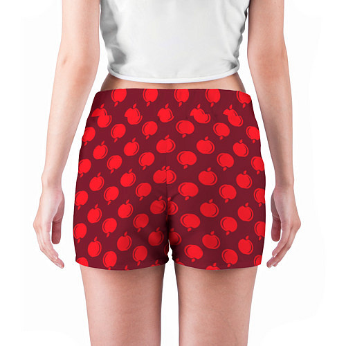 Женские шорты Паттерн с красными яблоками / 3D-принт – фото 4
