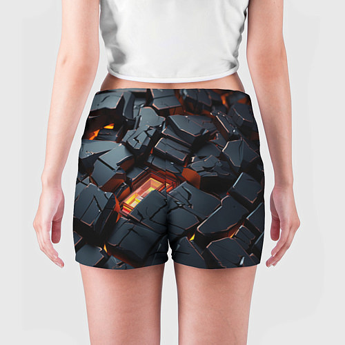 Женские шорты Черные камни с разломами / 3D-принт – фото 4