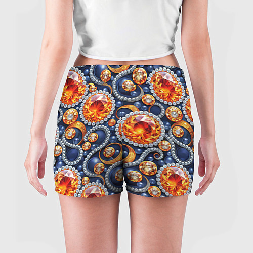 Женские шорты Ювелирные украшение с золотом и бриллиантом паттер / 3D-принт – фото 4
