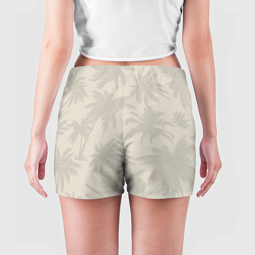 Женские шорты Бежевые пальмы паттерн / 3D-принт – фото 4