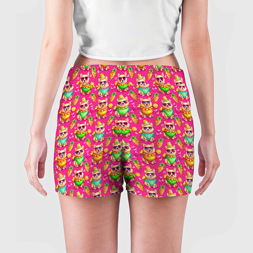 Женские шорты Щенята и летний вайб паттерн / 3D-принт – фото 4