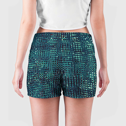 Женские шорты Сине-бирюзовый абстрактный / 3D-принт – фото 4