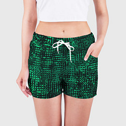 Шорты женские Чёрно-зелёный абстрактный, цвет: 3D-принт — фото 2