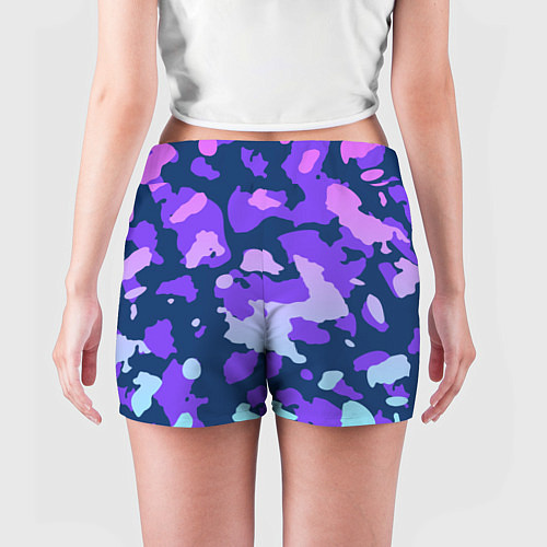 Женские шорты Паттерн с розовыми фиолетовыми и голубыми пятнами / 3D-принт – фото 4