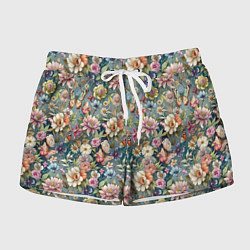 Женские шорты Бабочки и цветы летнее сочетание