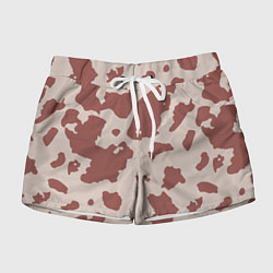 Шорты женские Коровий паттерн коричневого цвета, цвет: 3D-принт