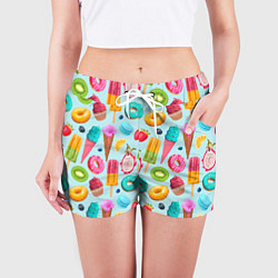 Шорты женские Летние сладости, цвет: 3D-принт — фото 2