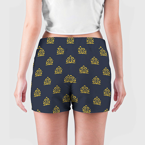 Женские шорты Желтый винтажный орнамент на темном синем / 3D-принт – фото 4