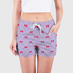 Шорты женские Ягоды на сиреневом, цвет: 3D-принт — фото 2