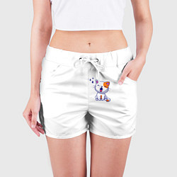 Шорты женские Милый кот сонный зевает, цвет: 3D-принт — фото 2