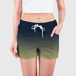 Шорты женские Градиент тёмно-синий в оливковый, цвет: 3D-принт — фото 2