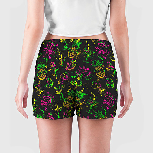 Женские шорты Тропический ананасовый коктейль / 3D-принт – фото 4