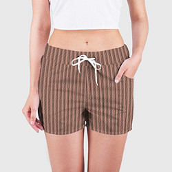 Шорты женские Терракотовый полосатый текстурированный, цвет: 3D-принт — фото 2