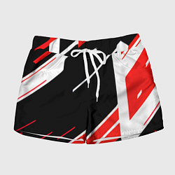 Шорты женские Бело-красные полосы на чёрном фоне, цвет: 3D-принт