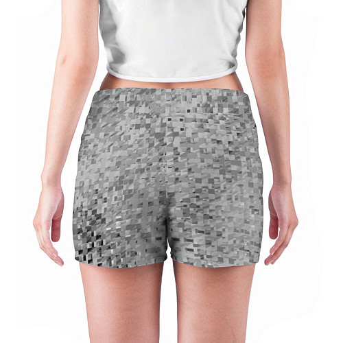 Женские шорты Серый текстурированный кубики / 3D-принт – фото 4