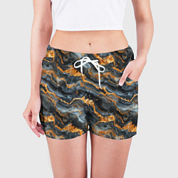 Шорты женские Мраморное золото, цвет: 3D-принт — фото 2