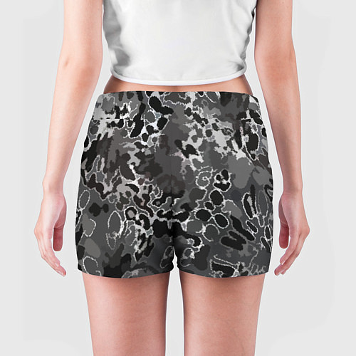 Женские шорты Чёрно-серый абстракция / 3D-принт – фото 4