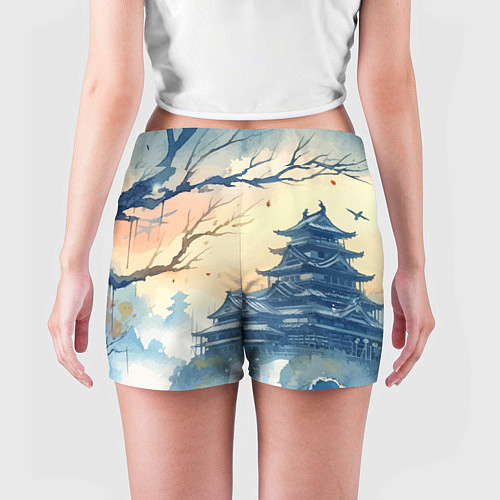 Женские шорты Japanese landscape - watercolor / 3D-принт – фото 4