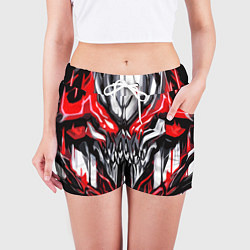 Шорты женские Абстрактный красный череп, цвет: 3D-принт — фото 2