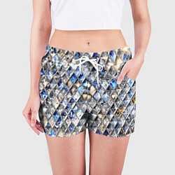 Шорты женские Хрустальные кристаллы - бриллиантовый блеск, цвет: 3D-принт — фото 2