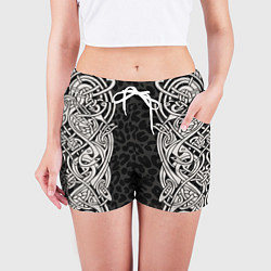 Шорты женские Скандинавский кельтский узор, цвет: 3D-принт — фото 2