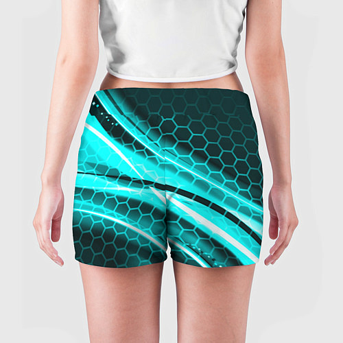 Женские шорты Неоновая броня абстракция / 3D-принт – фото 4