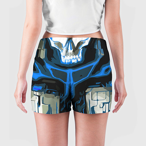 Женские шорты Blue stripes on a black and white background / 3D-принт – фото 4