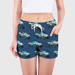 Шорты женские Тесла киберпанк паттерн с машинками, цвет: 3D-принт — фото 2