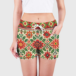 Шорты женские Славянский узор и орнамент, цвет: 3D-принт — фото 2