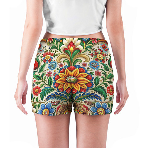 Женские шорты Русские классические узоры и орнамент / 3D-принт – фото 4