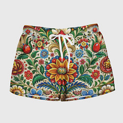 Шорты женские Русские классические узоры и орнамент, цвет: 3D-принт
