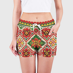 Шорты женские Классические русские узоры и орнамент, цвет: 3D-принт — фото 2