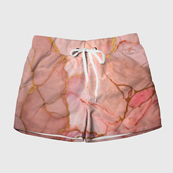 Шорты женские Текстура розового мрамора с золотом, цвет: 3D-принт