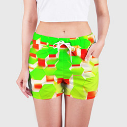 Шорты женские Кислотные соты, цвет: 3D-принт — фото 2