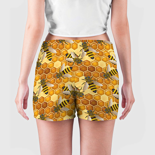 Женские шорты Пчелиный цветной паттерн / 3D-принт – фото 4